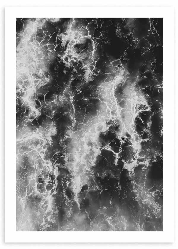 lámina decorativa para cuadro de foto de mar y olas en blanco y negro