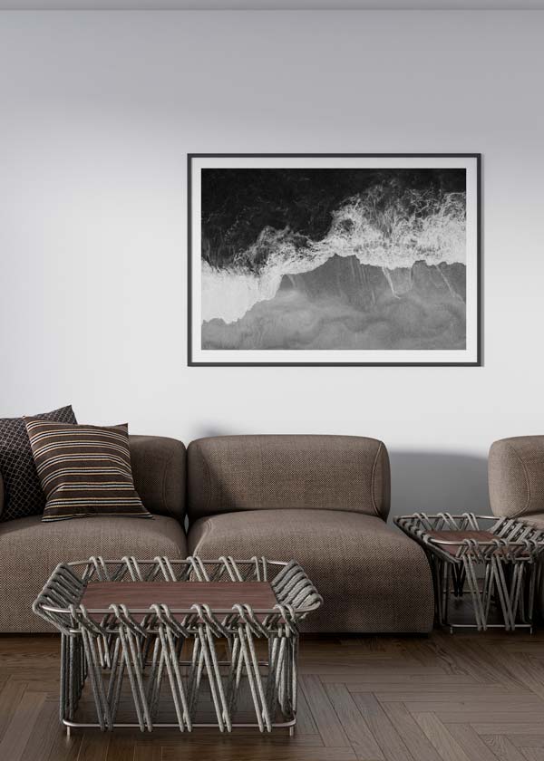 Decoración con cuadros, ideas -  cuadro de foto de mar y olas en blanco y negro