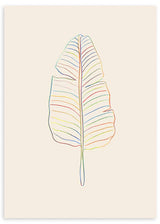 lámina decorativa de ilustración floral, efecto dibujo, hoja banana - kuadro