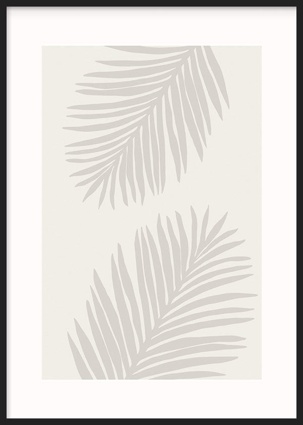 cuadro para lámina decorativa de ilustración nórdica en color beige con hojas - kuadro
