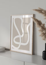 Decoración con cuadros, ideas -  lámina decorativa abstracta en colores beige con líneas en blanco