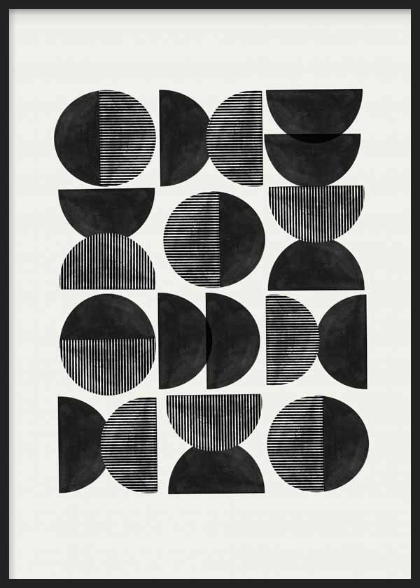 cuadro para lámina decorativa abstracta y geométrica en blanco y negro, ilustración - kuadro
