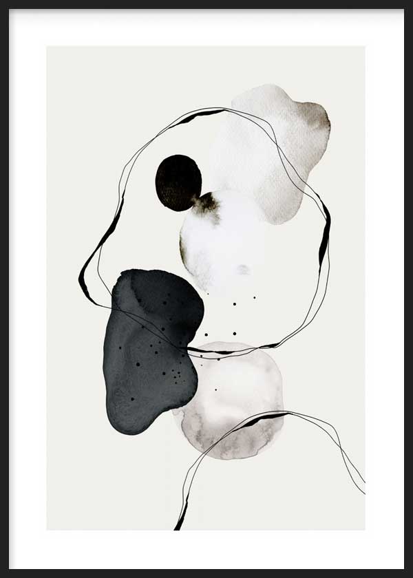 cuadro para lámina decorativa abstracta en blanco y negro con tonos grises - kuadro