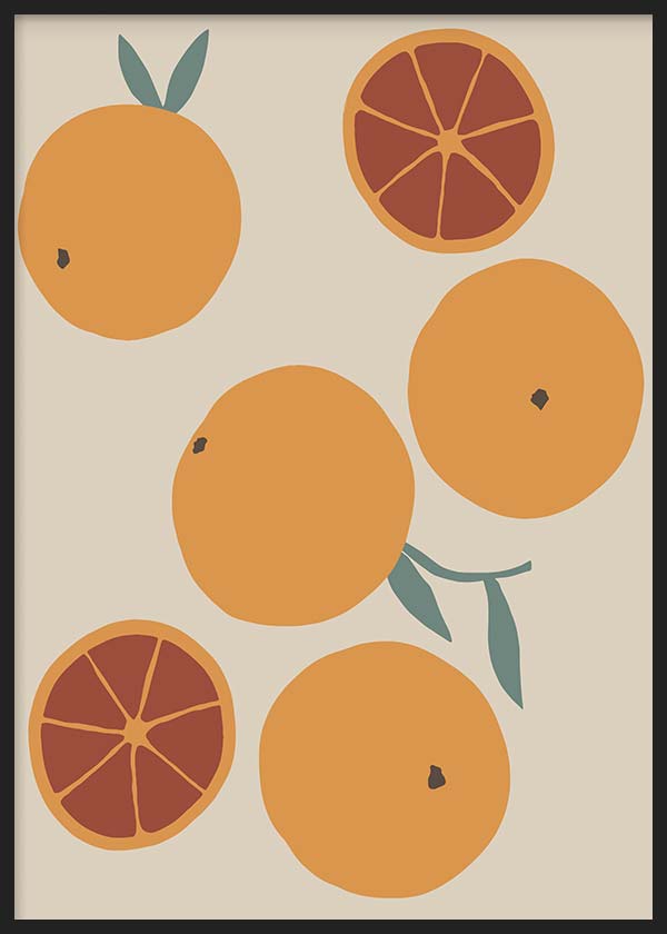 cuadro lámina decorativa de ilustración de naranjas para cocina - kuadro