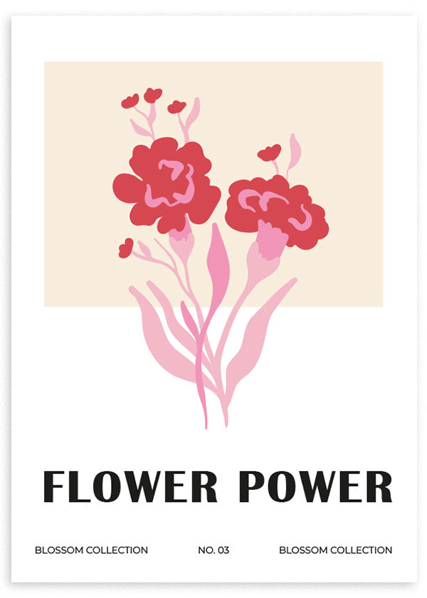 lámina decorativa de ilustración de flor en tonos rojos y rosas
