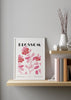 Decoración con cuadros, ideas -  lámina decorativa de flores en ilustración de tonos rosas y fondo blanco