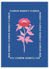 lámina decorativa de flor rosa ilustrada sobre fondo azul