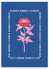 lámina decorativa de flor rosa ilustrada sobre fondo azul