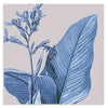 cuadro de ilustración de flores vintage en tonos azules. Lámina decorativa floral.