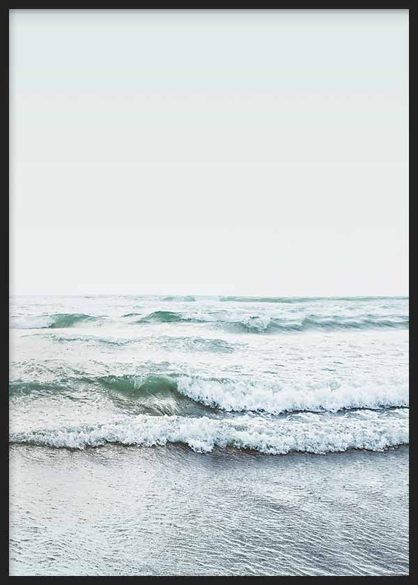 cuadro lámina decorativa de fotografía de mar y olas rompiendo en la playa - kuadro