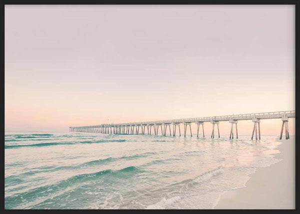 cuadro lámina decorativa horizontal fotográfica de mar y puente de madera, playa - kuadro
