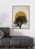 decoracion con cuadros, ideas - lamina decorativa de puesta de sol con arbol