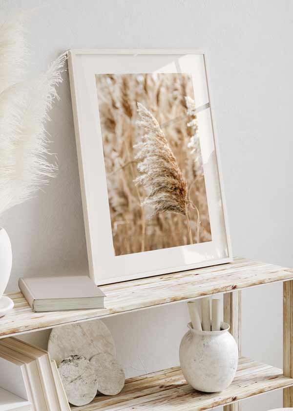 Decoración con cuadros, ideas -  lámina decorativa nórdica en tono tostado de cultivo seco
