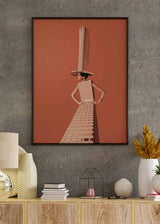 decoración con cuadros, ideas - lámina decorativa de estilo vintage de collage de mujer vestida de edificio - kuadro