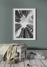 Decoración con cuadros, ideas -  cuadro fotográfico rascacielos en blanco y negro. Lámina decorativa.