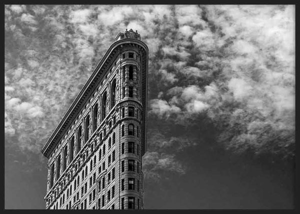cuadro para lámina decorativa de edificio y cielo, fotografía en blanco y negro - kuadro