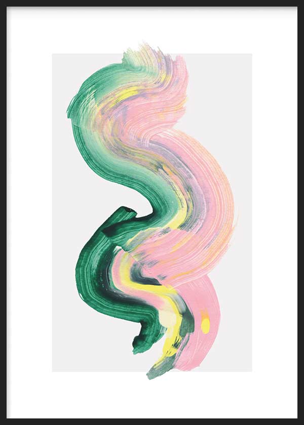 cuadro para lámina decorativa abstracta y colorida efecto brocha. Marco negro