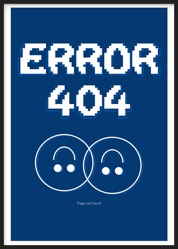 cuadro lámina decorativa colorida de ilustración smiley y error 404 - kuadro