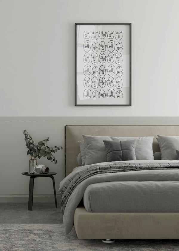 Decoración con cuadros, ideas - Cuadro minimalista y moderno en blanco y negro expresionista. Ilustración