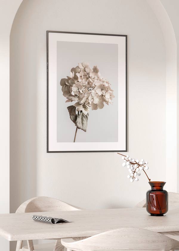 decoración con cuadros, ideas - lámina decorativa fotográfica y floral de estilo nórdico y tonos beige - kuadro