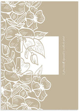 cuadro de ilustración floral. Lámina decorativa de ilustración con flores y frase. Marco negro