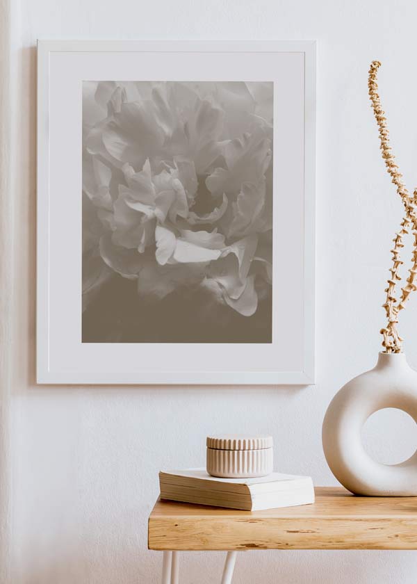 decoración con cuadros, ideas - lámina decorativa fotográfica y floral en tonos beige y estilo nórdico para salón o dormitorio - kuadro