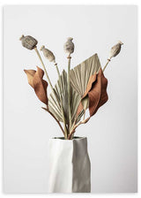 lámina decorativa de fotografía de flores y jarrón sobre fondo gris, botánico - kuadro