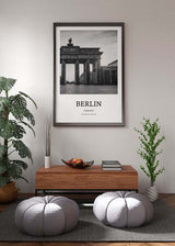 Decoración con cuadros, ideas -  cuadro fotografía ciudad de Berlín. Lámina decorativa en blanco y negro de Puerta de Brandeburgo.
