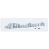 cuadro horizontal y fotográfico de paisaje nevado con ciervos y bosque - kuadro