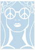 lámina decorativa de ilustración hippie en color azul cielo