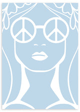 lámina decorativa de ilustración hippie en color azul cielo