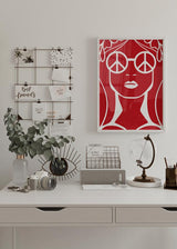 Cuadro de ilustración moderna, Posters, Prints, & Visual Artwork, Gafas de Paz Rojo Brillante