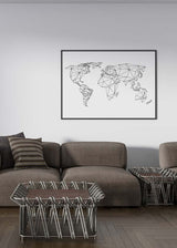 Decoración con cuadros, mural - Cuadro mapa del mundo moderno y geométrico en blanco y negro