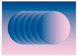 lámina decorativa horizontal de ilustración colorida y geométrica con círculos y gradiente en azul y morado - kuadro
