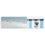 cuadro horizontal de fotografía de cielo y casera de playa con pájaros, para salón, oficina o dormitorio - kuadro