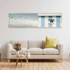 cuadro horizontal encima del sofá de fotografía de cielo y casera de playa con pájaros, para salón, oficina o dormitorio - kuadro