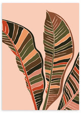 lámina decorativa de ilustración de hojas en colores cálidos y beige
