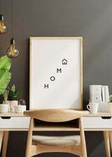 Decoración con cuadros, ideas -  cuadro en blanco y negro moderno con la palabra Home