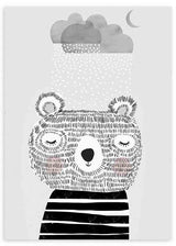 lámina decorativa infantil de ilustración de oso panda, fondo gris - kuadro