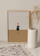 decoración con cuadros, ideas - lámina decorativa de estilo vintage de collage de mujer imperfecta con globo en cara - kuadro