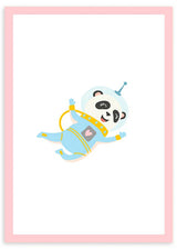 lámina decorativa infantil ilustración de oso panda astronauta