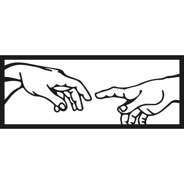 cuadro metálico horizontal de las manos del cuadro de Miguel Ángel (La creación) - kuadro