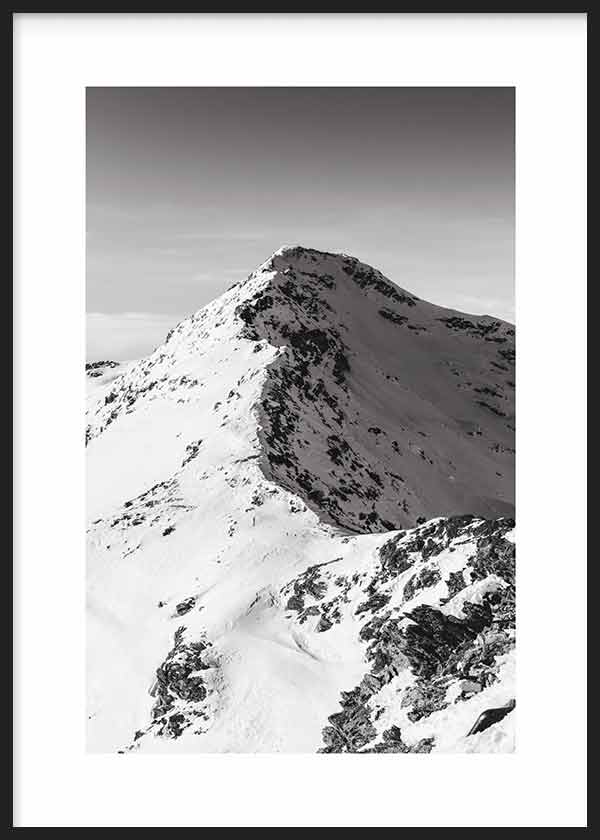cuadro y lámina decorativa fotográfica en blanco y negro de montaña nevada - kuadro