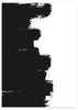 cuadro abstracto con pinceladas gruesas negras sobre fondo blanco. Lámina decorativa.