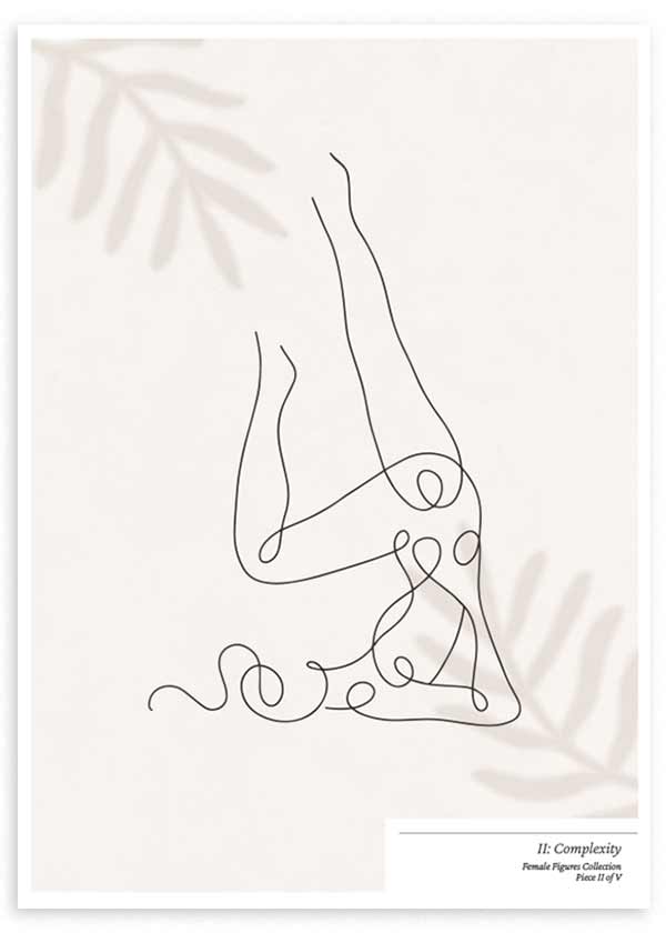 cuadro de ilustración de mujer yoga color beige. Lámina decorativa.
