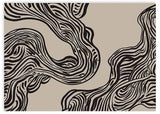 Cuadro horizontal de ilustración abstracta de trazos en negro sobre fondo verdoso. Una obra alegre de la colección de Laras.