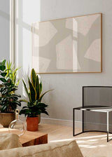 Cuadro horizontal abstracto y minimalista en estilo nórdico y tonos beige. Combina este cuadro fácilmente en espacios claros, tonos madera y naturales. Elige el marco y tamaño para colgarlo directamente en tus paredes.