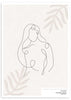 cuadro de mujer ilustrado con fondo beige. Lámina decorativa.