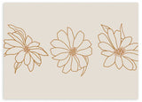 lámina decorativa de ilustración floral en color beige, tres flores