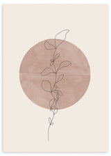 lámina decorativa de ilustración de flor con círculo marrón de fondo, estilo nórdico - kuadro